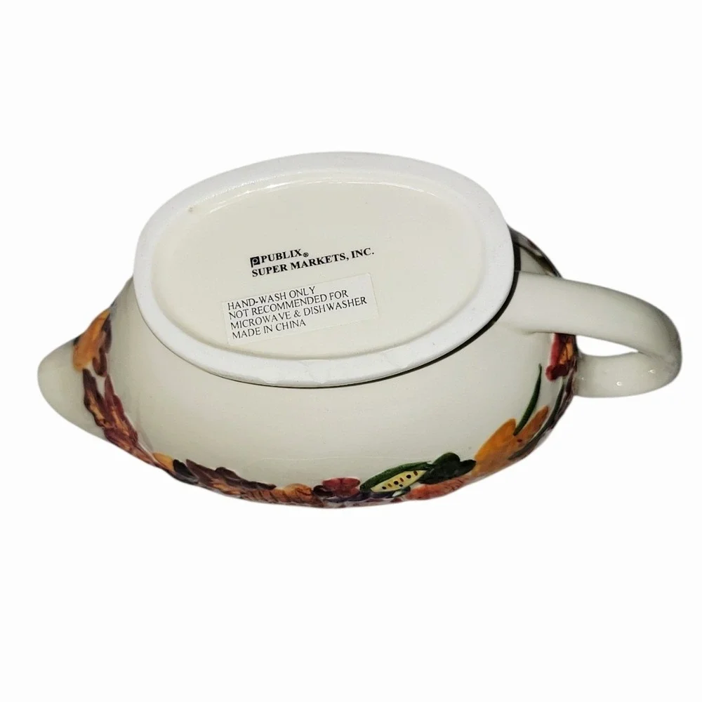 Publix‎ The Pilgrim Pair Thanksgiving Gravy Boat Underplate Ceramic w/ Box